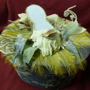 Elegant Vintage Oval Fabric Covered Box